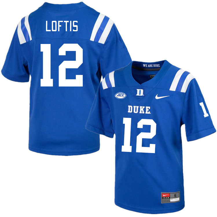 Men #12 Grayson Loftis Duke Blue Devils College Football Jerseys Stitched-Royal